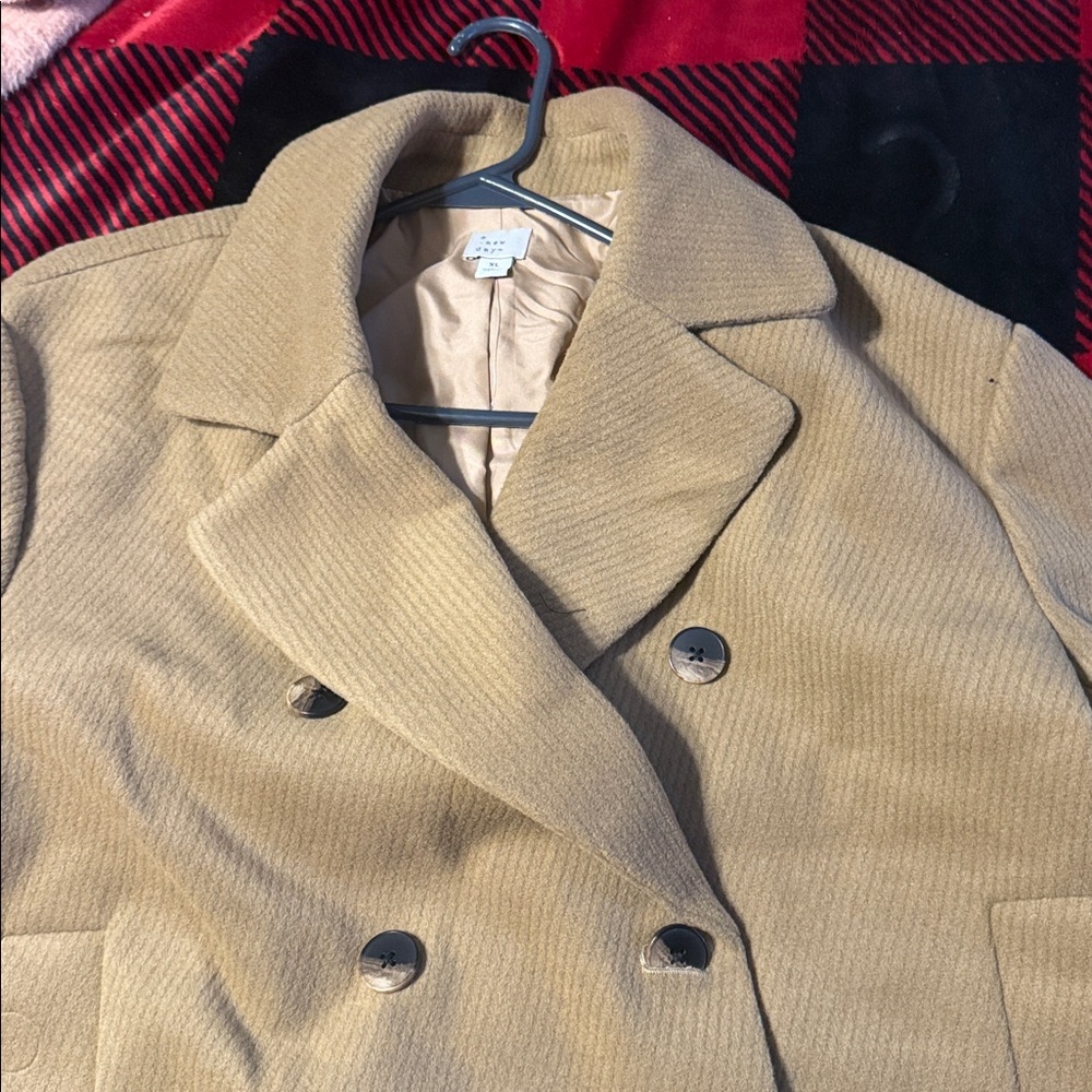 Women Tan Double-Breasted Jacket